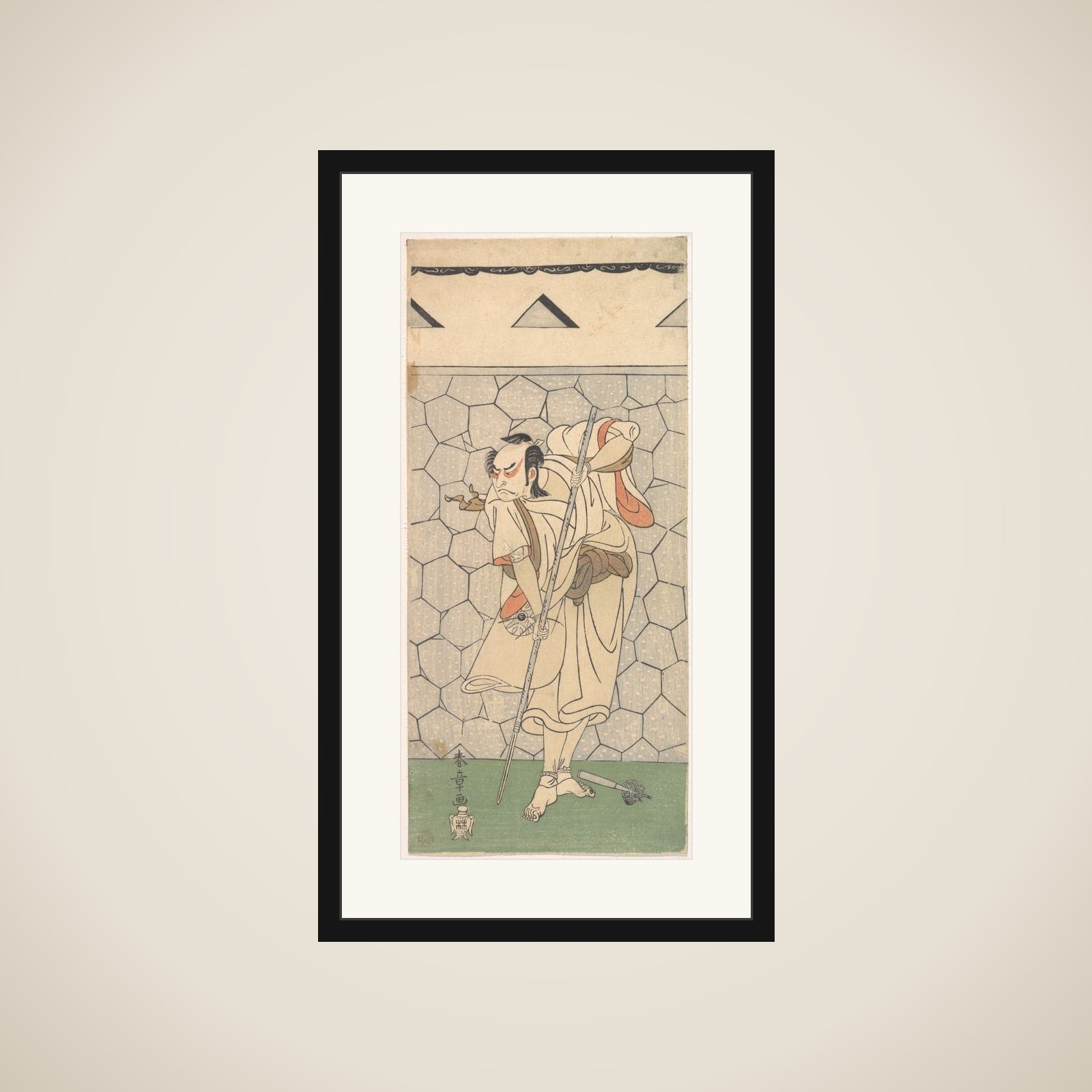 The First Nakamura Nakazo as Warrior Disguised as a Rokubu framed