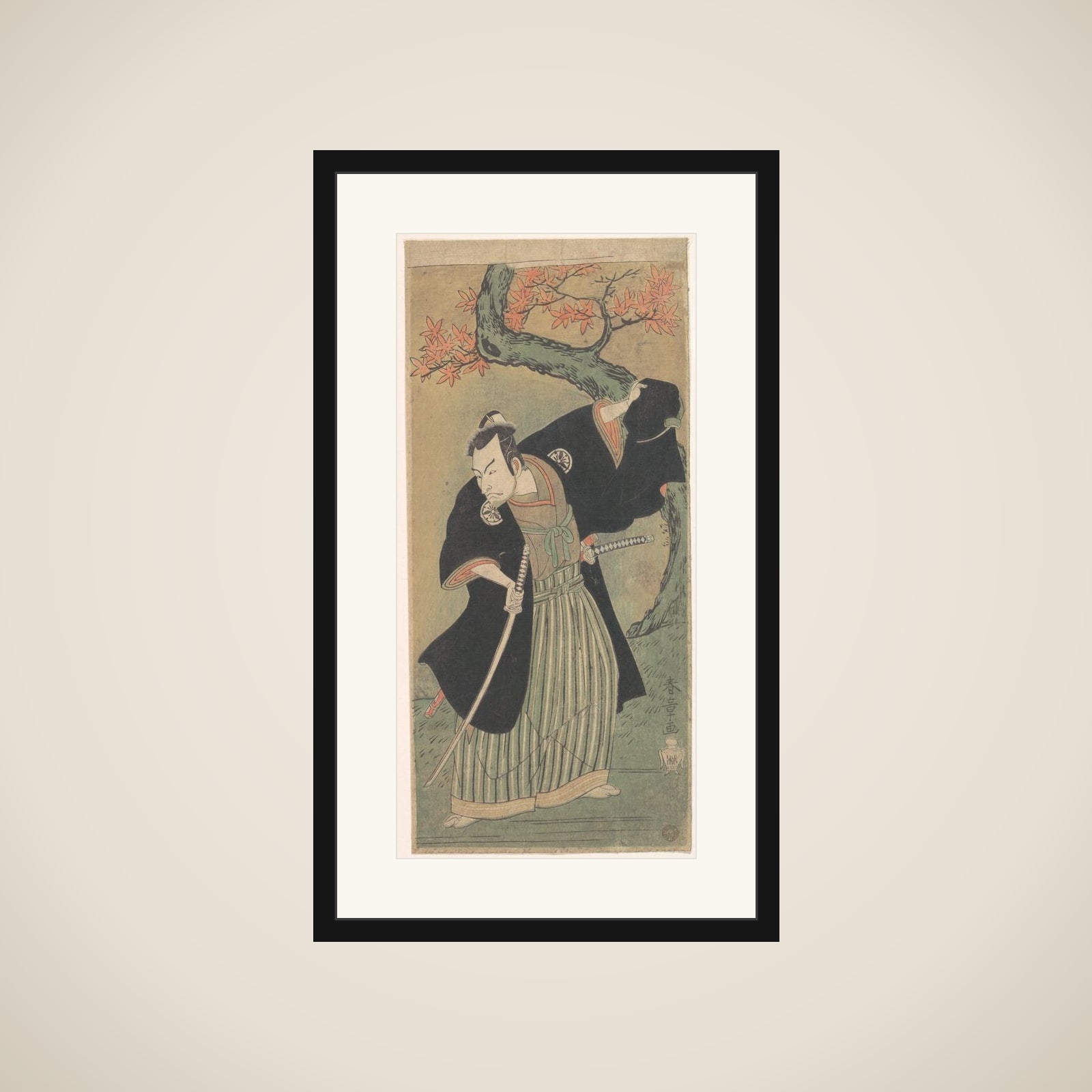 The Third Matsumoto Koshiro as a Samurai Standing framed