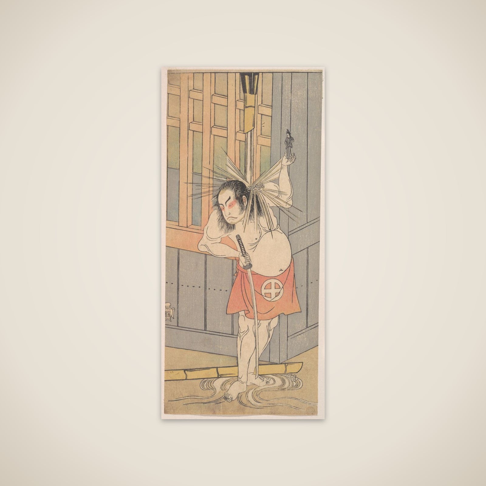 The Third Otani Hiroji as a Man Clothed Only with a Red Apron unframed print