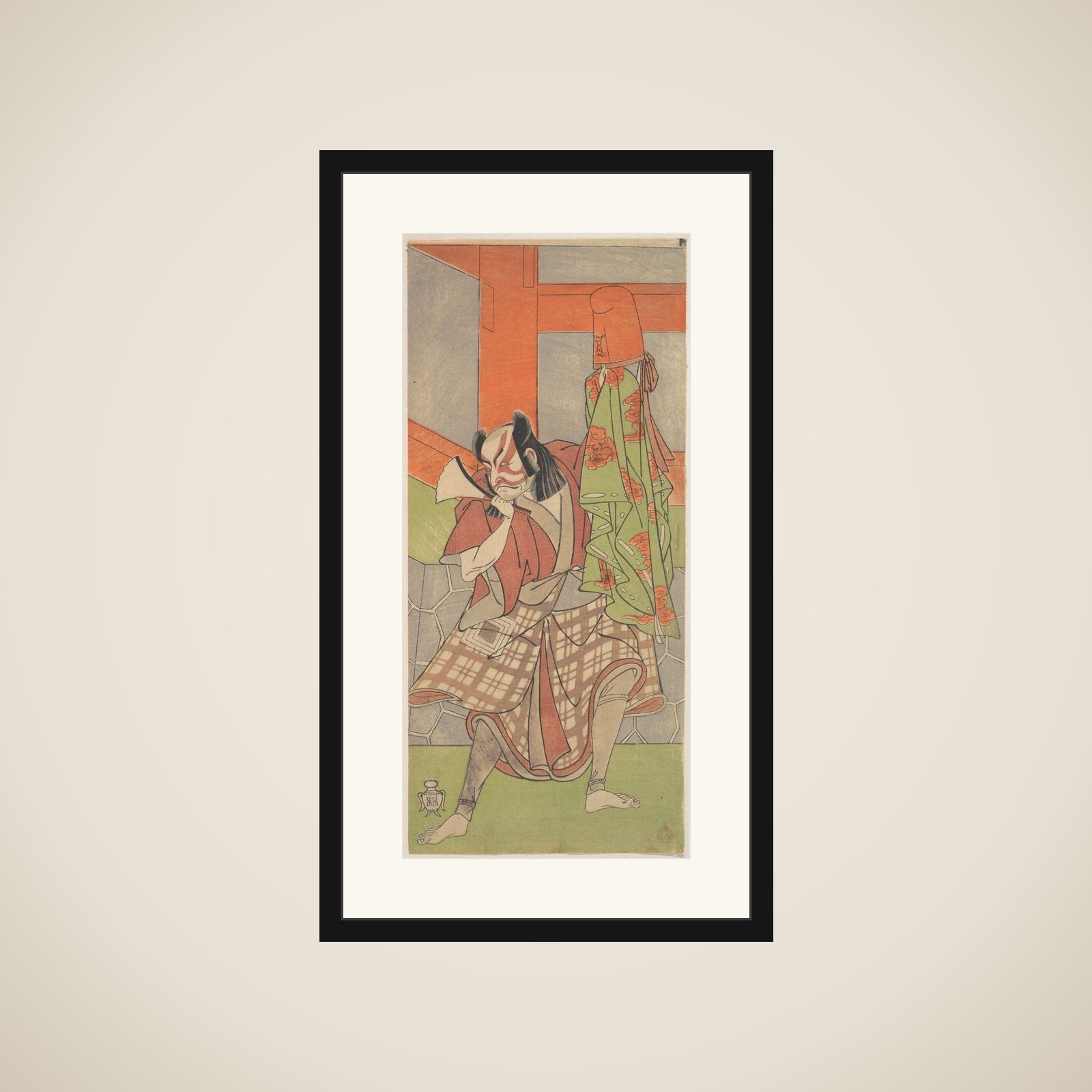 The Fourth Ichikawa Danjuro in the Role of Yahei-byoe Munekiyo framed