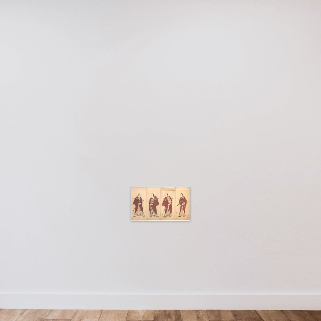 Four of the Five Actors Who Performed the Shosa "Gonen Otoko" unframed — shown to scale