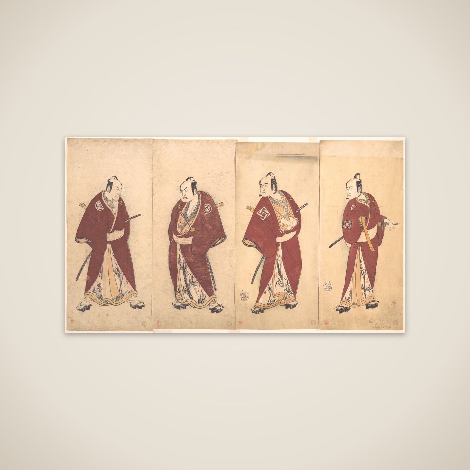 Four of the Five Actors Who Performed the Shosa "Gonen Otoko" unframed print
