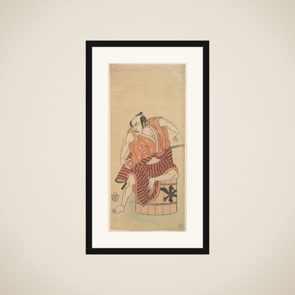 The Third Otani Hiroemon as an Otokodate Seated Upon an Inverted Tub framed