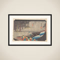Spring Rain at Tsuchiyama, from the series Fifty-three Stations of the Tōkaidō framed