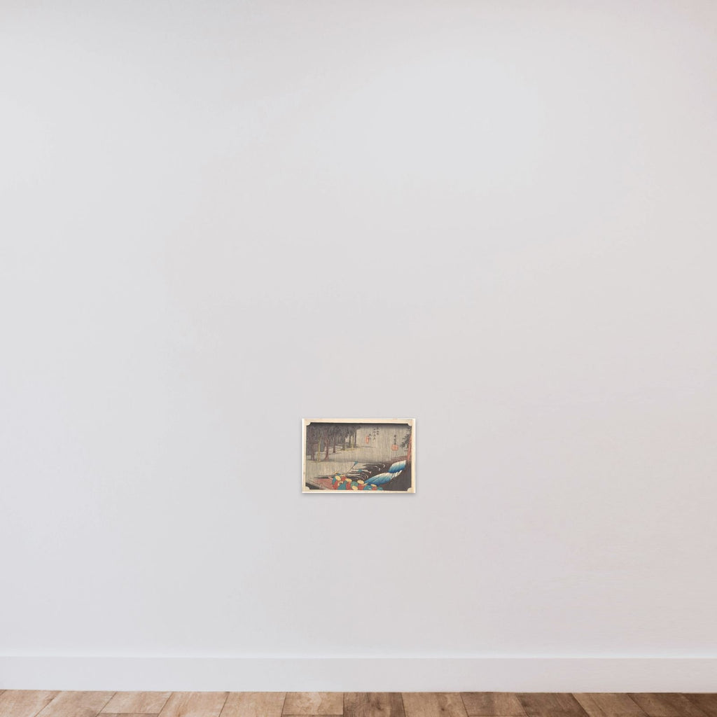 Spring Rain at Tsuchiyama, from the series Fifty-three Stations of the Tōkaidō unframed — shown to scale