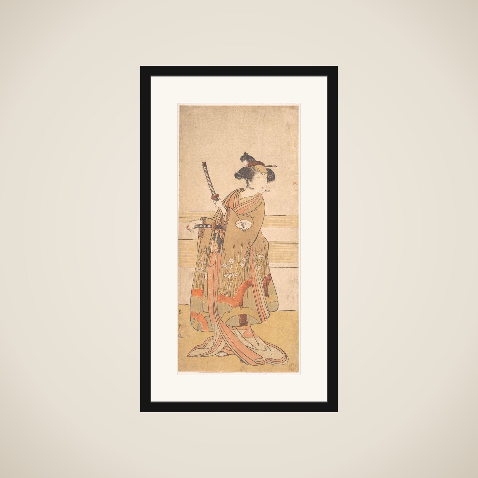Onoe Tamizo as a Samurai Woman framed