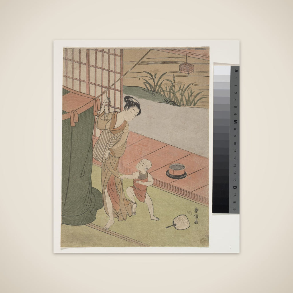 Mother and Son by a Mosquito Net unframed print