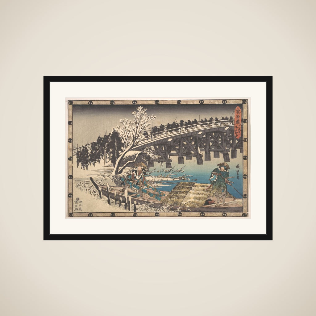 The Loyal Ronin Crossing the Long Bridge to Embark for the Night Attack upon Moronao framed