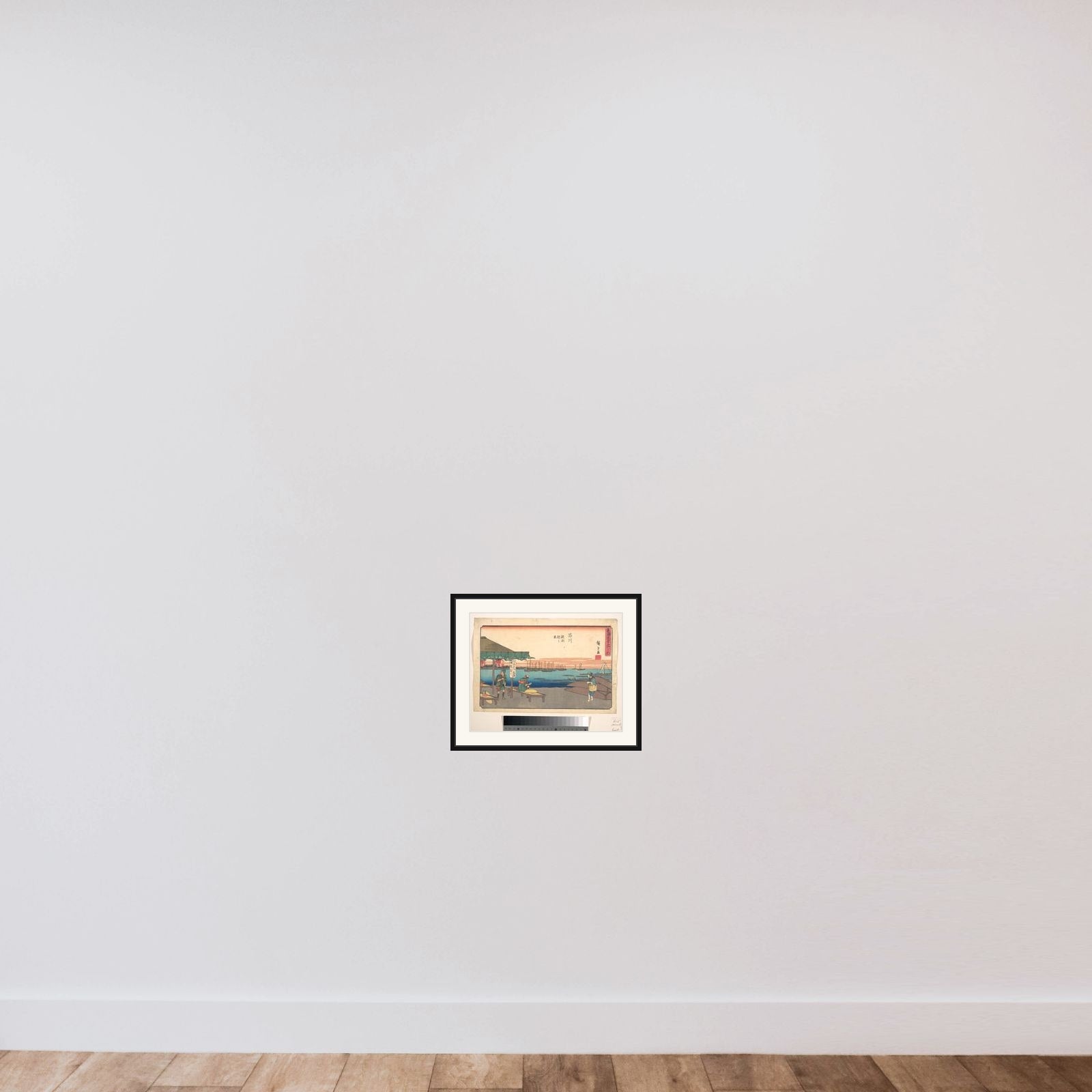 Shinagawa Samesu Asa no Kei framed — shown to scale