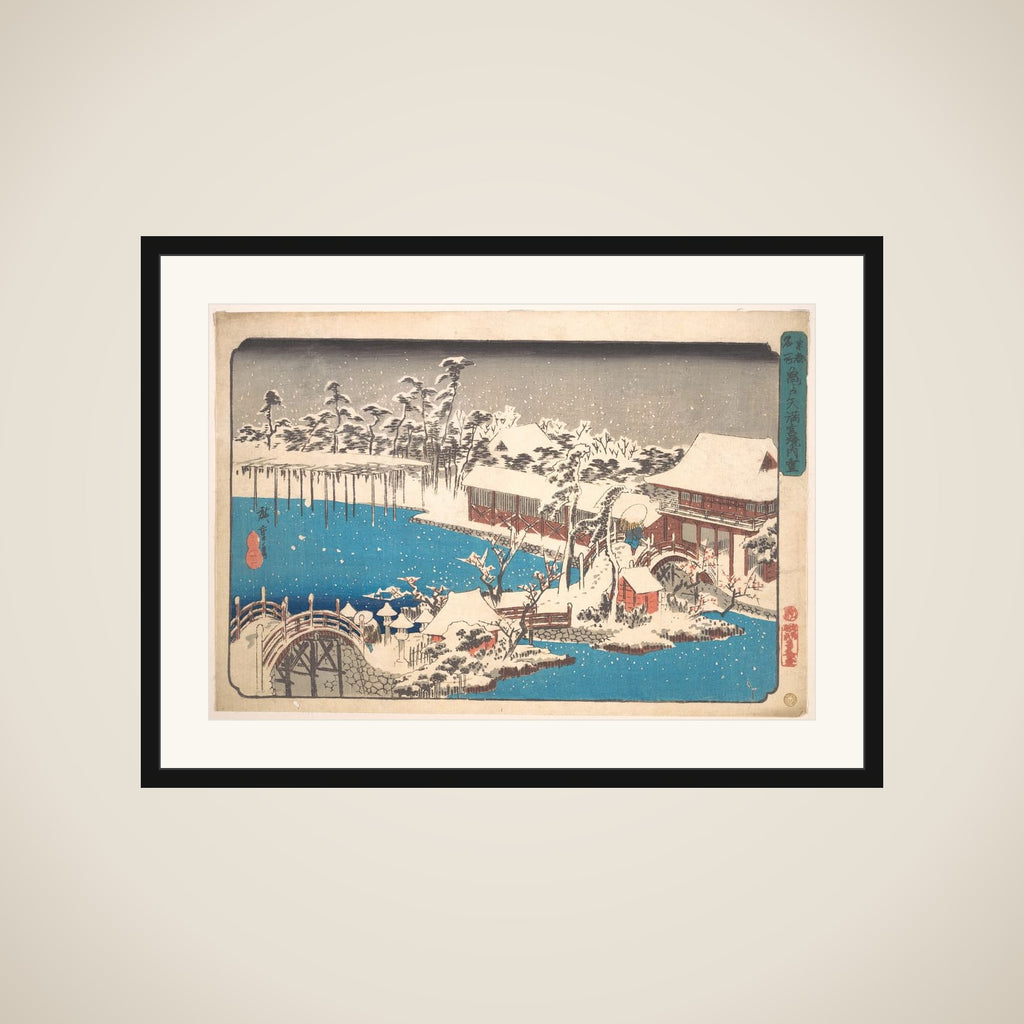 Kameido Tenmangu Keidai no Yuki framed