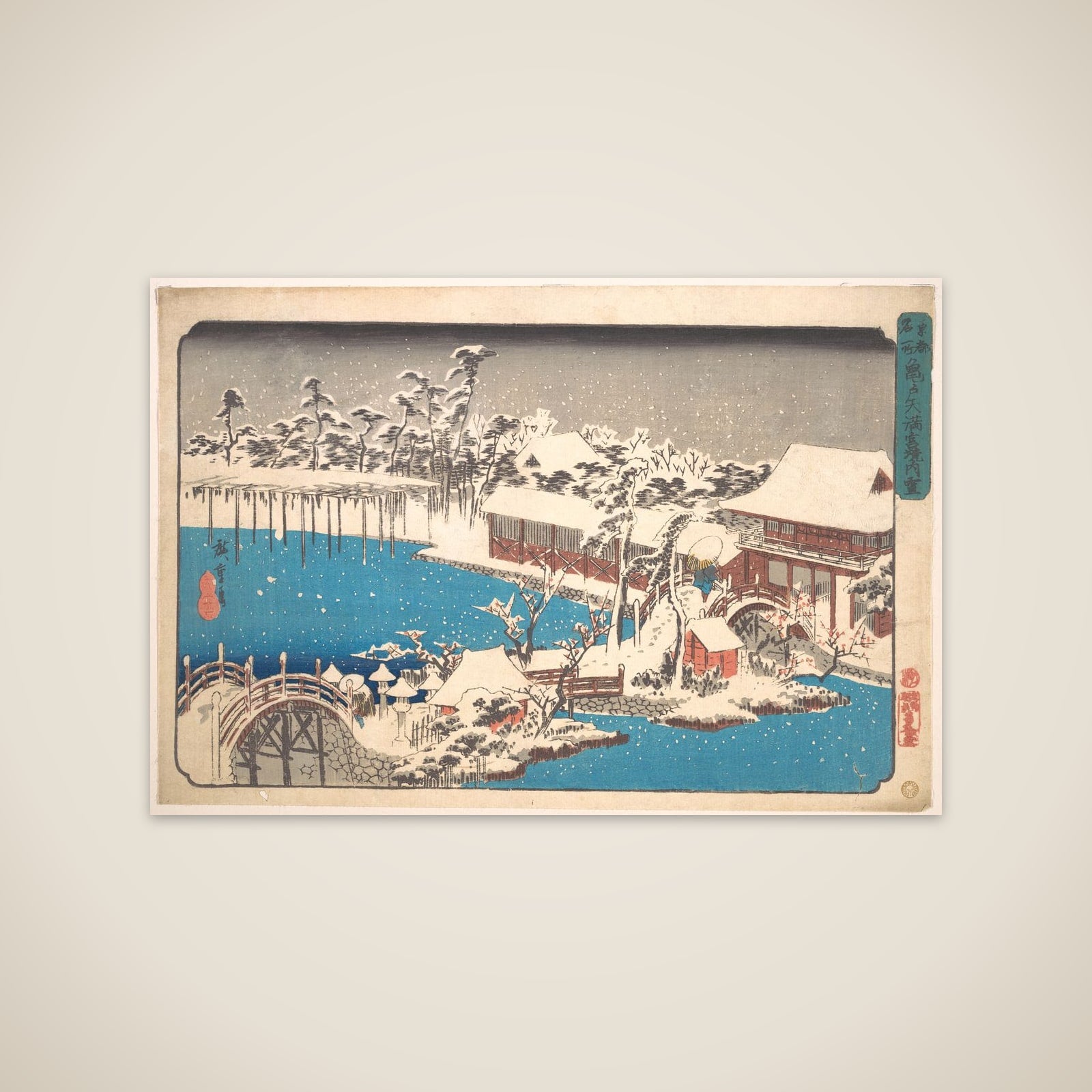 Kameido Tenmangu Keidai no Yuki unframed print