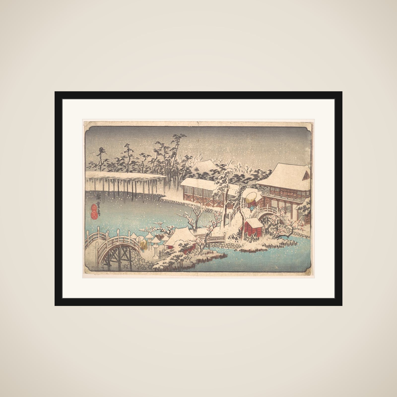 Kameido Tenmangu Keidai no Yuki framed