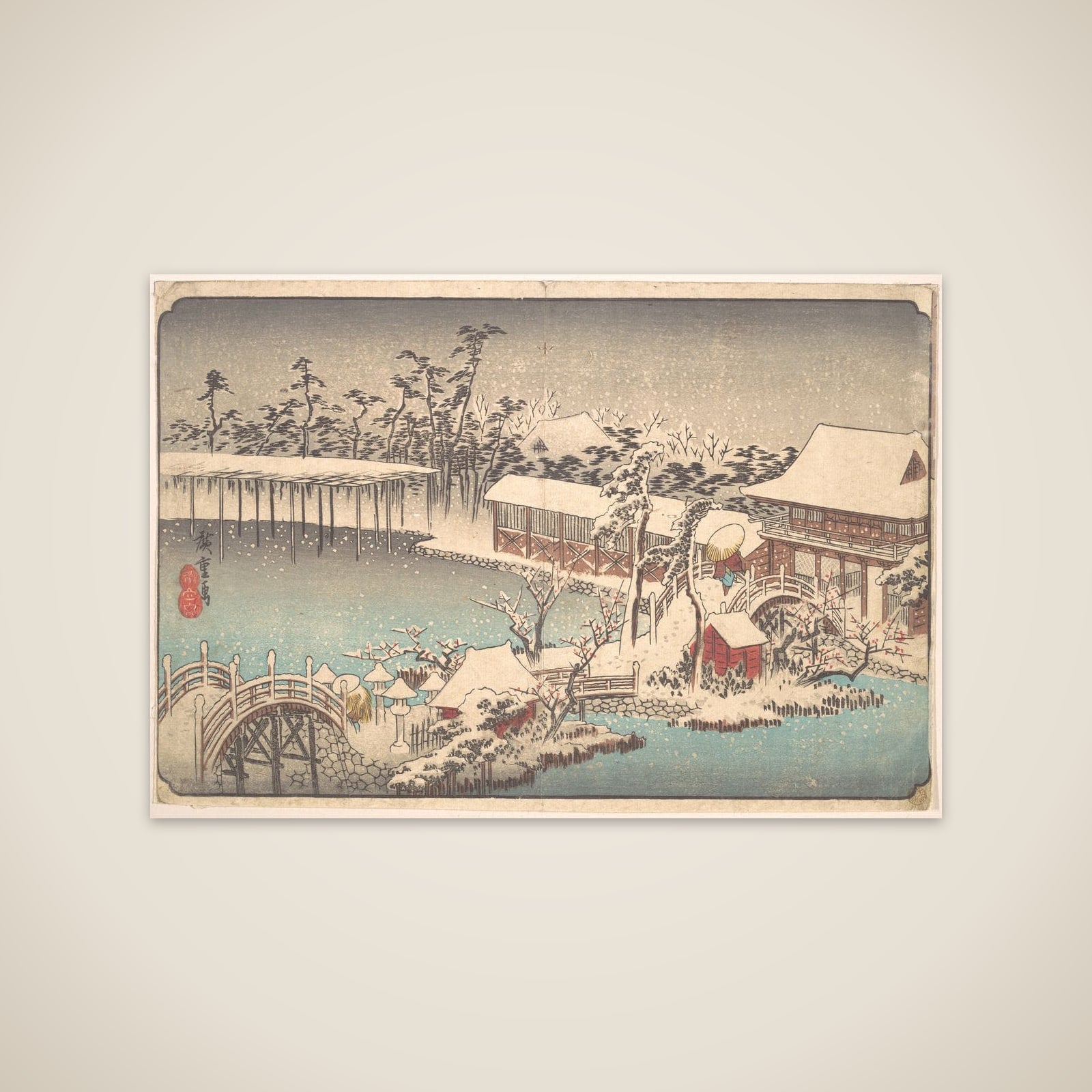 Kameido Tenmangu Keidai no Yuki unframed print