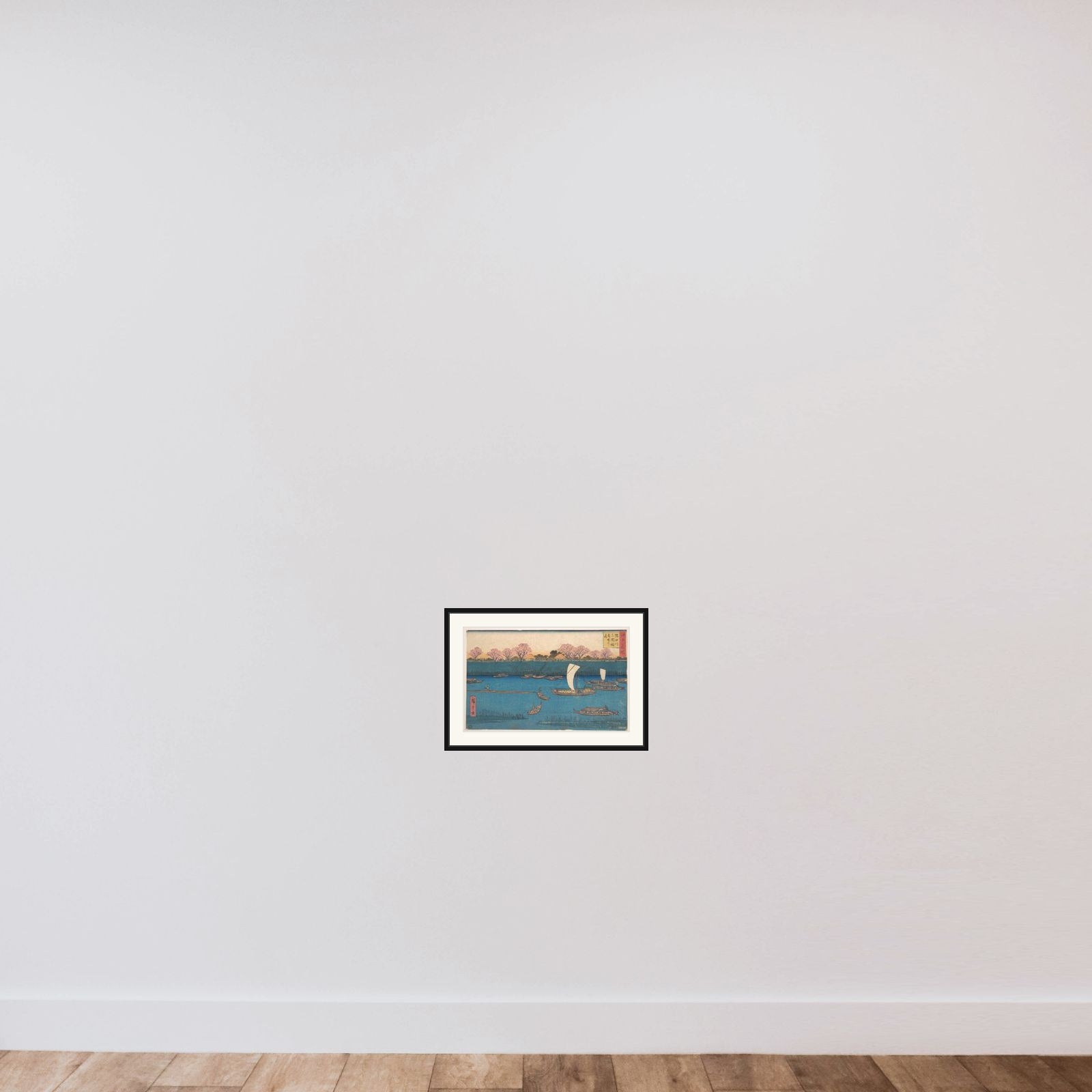 Sumidagawa Mimeguri Hana Zakari no Kei framed — shown to scale