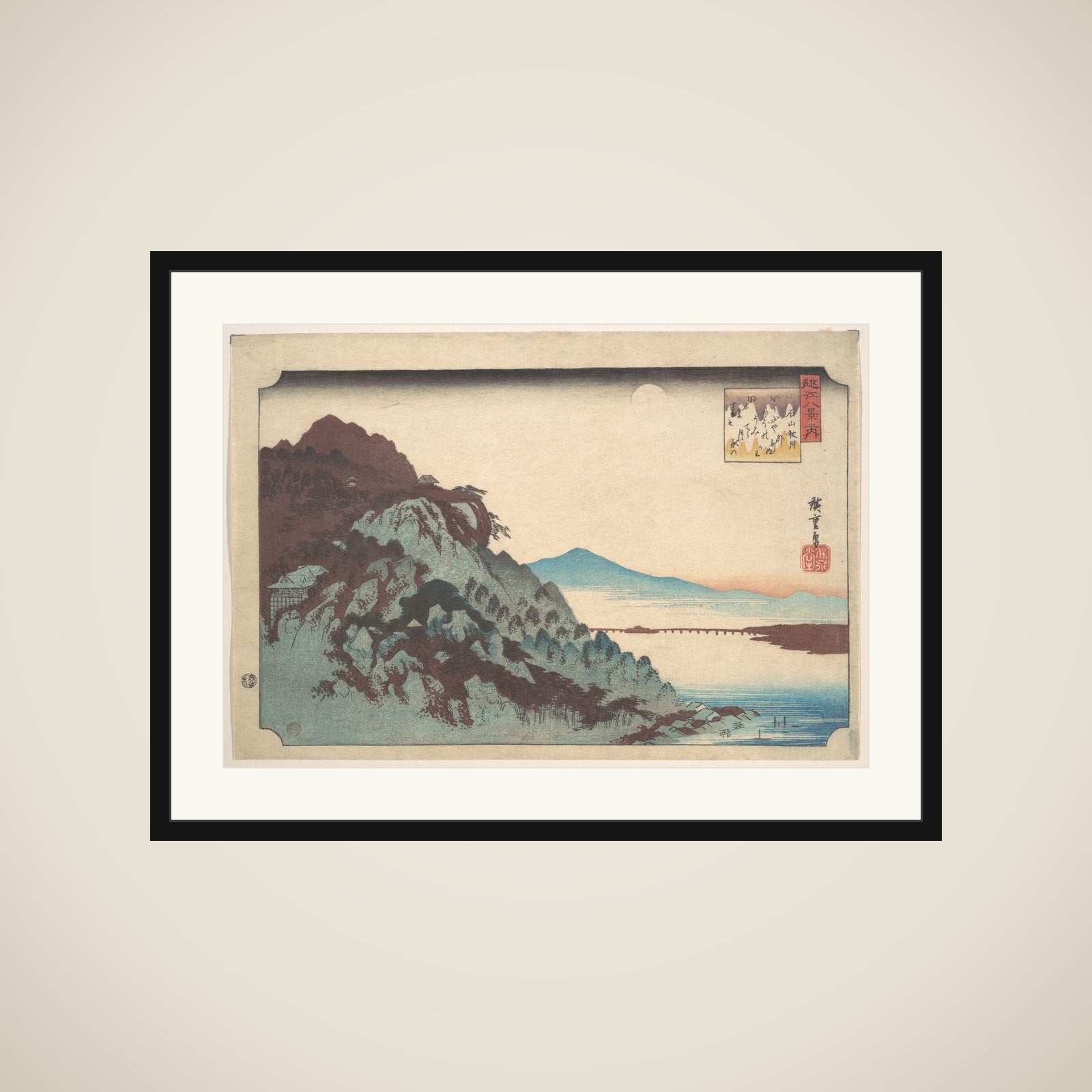 The Autumn Moon at Ishiyama on Lake Biwa. framed