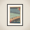 Sudden Shower over Shin-Ōhashi Bridge and Atake (Ōhashi Atake no yūdachi), from the series One Hundred Famous Views of Edo (Meisho Edo hyakkei) framed