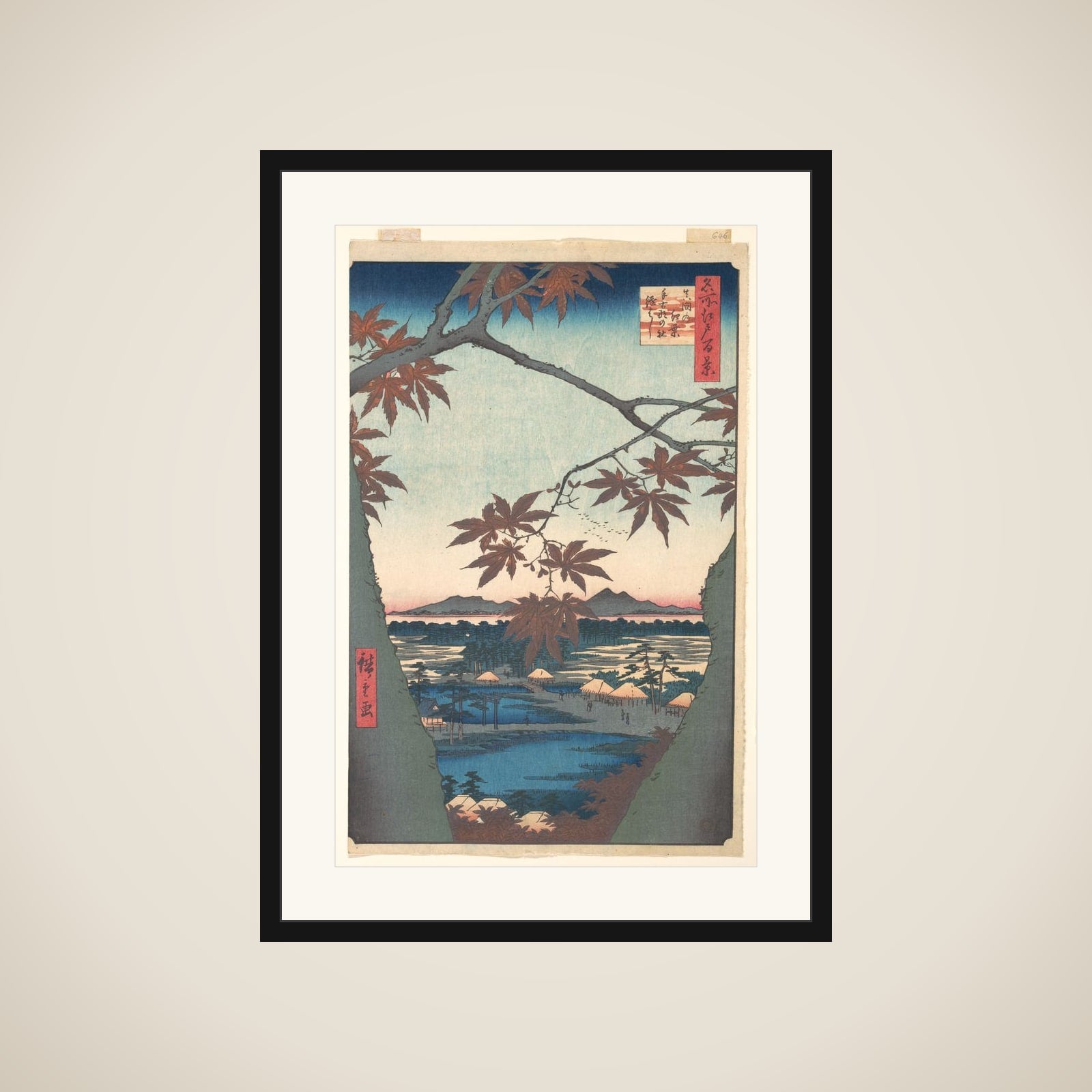Maples at Mama, from the series One Hundred Famous Views of Edo framed