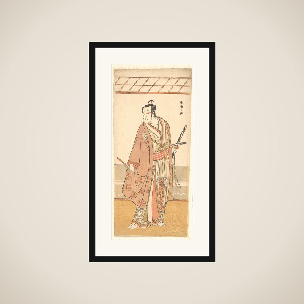 The Actor Ichikawa Danjuro V as a Samurai Attired in a Purple Haori (Coat) framed