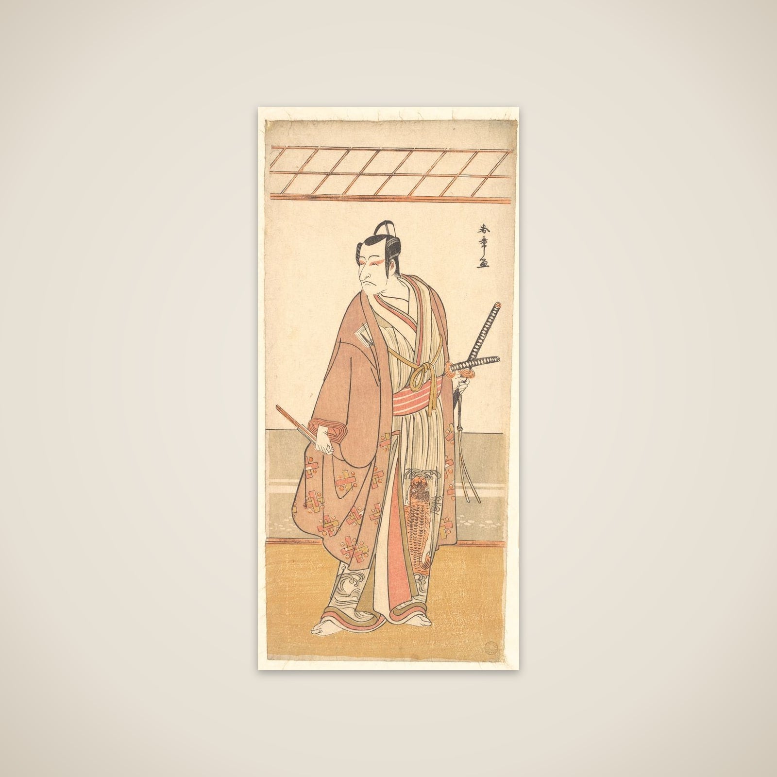 The Actor Ichikawa Danjuro V as a Samurai Attired in a Purple Haori (Coat) unframed print