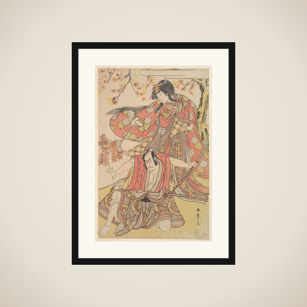 Segawa Kikunojo III as a Woman Standing under a Maple Tree in the Autumn framed