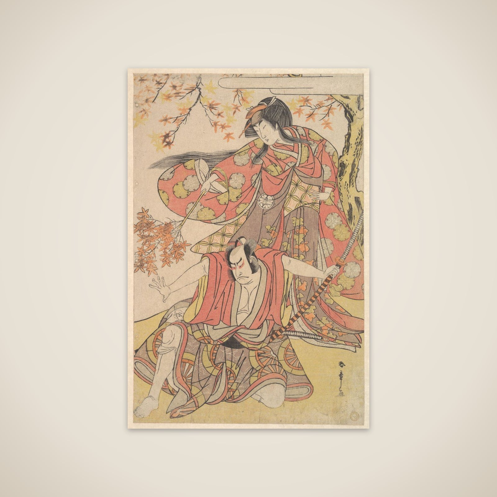 Segawa Kikunojo III as a Woman Standing under a Maple Tree in the Autumn unframed print