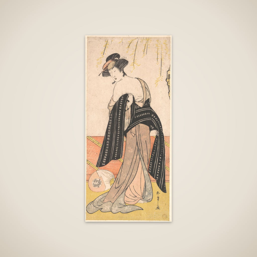The Actor Nakamura Riko as an Oiran Tying Her Obi unframed print
