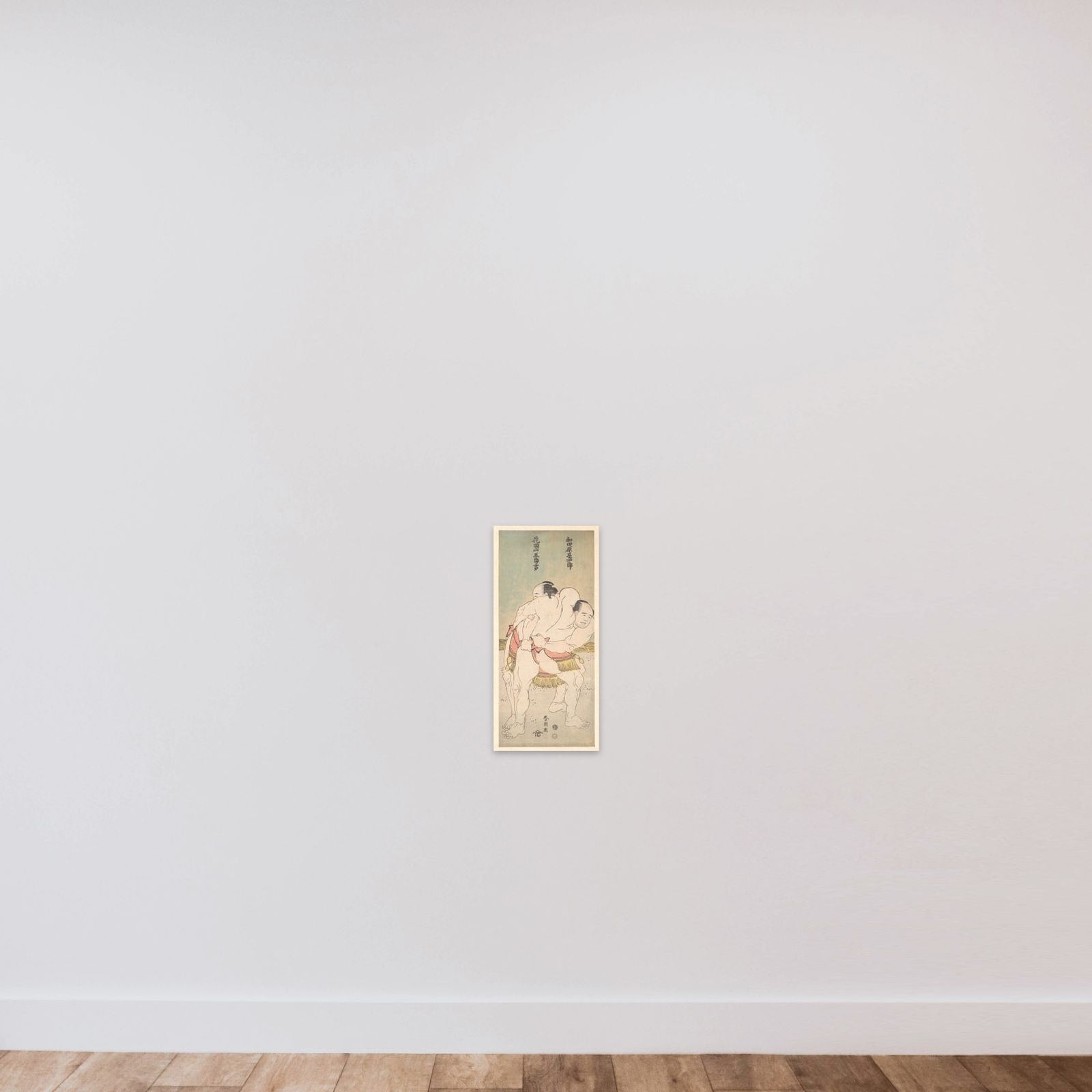The Sumo Wrestlers Wadagahara Jinshirō and Kachōzan Gorokichi unframed — shown to scale