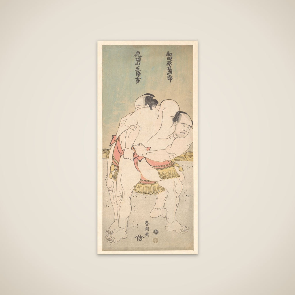 The Sumo Wrestlers Wadagahara Jinshirō and Kachōzan Gorokichi unframed print