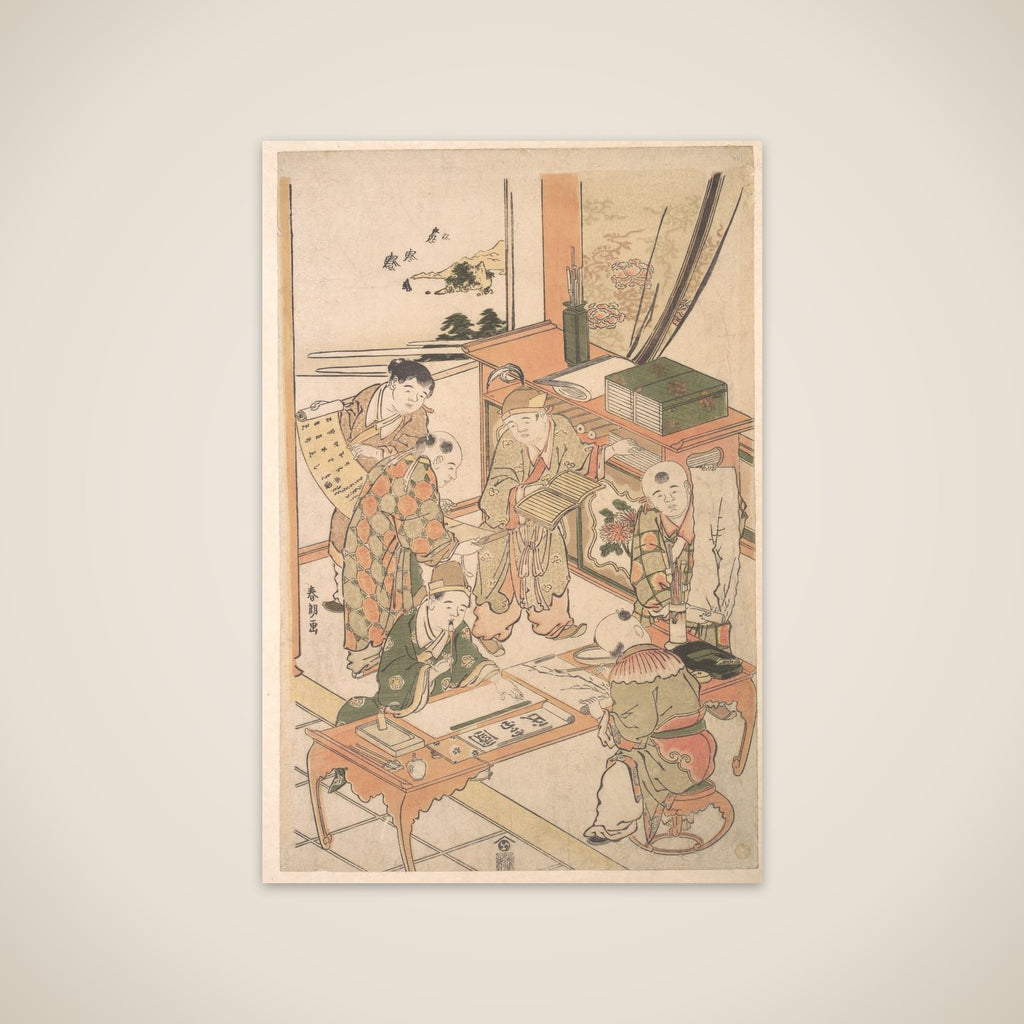 Chinese Boys Learning to Write and Paint unframed print