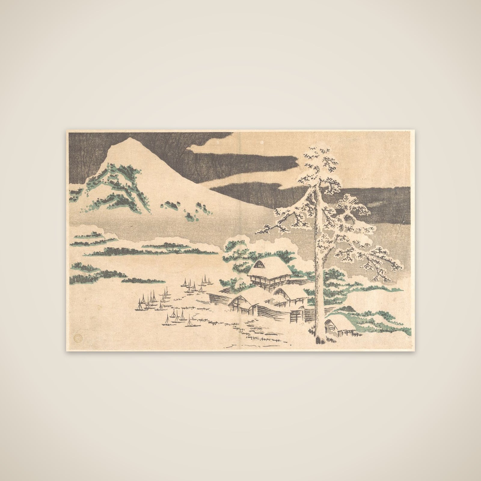 Seaside Village in Winter, from Hokusai’s Album of Realistic Pictures (Hokusai shashin gafu) unframed print