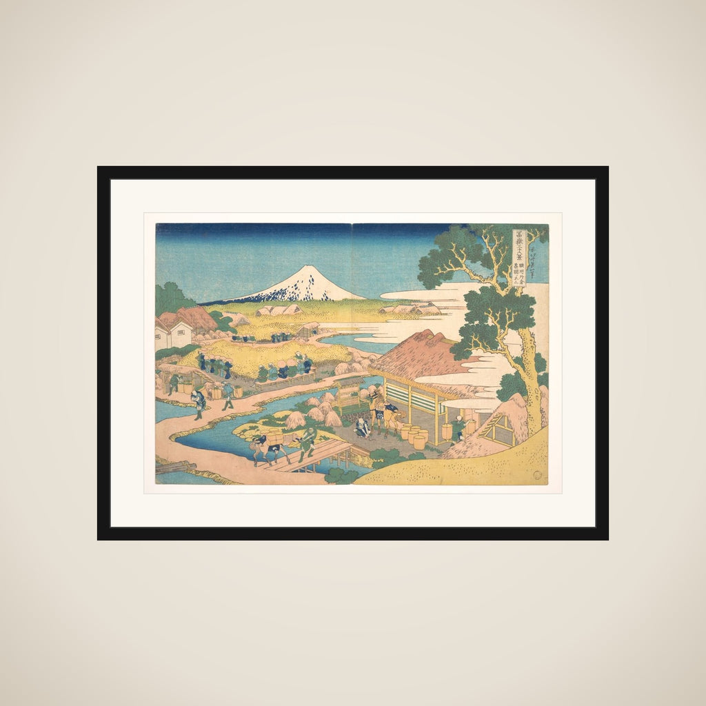 Fuji from the Katakura Tea Fields in Suruga (Sunshū Katakura chaen no Fuji), from the series Thirty-six Views of Mount Fuji (Fugaku sanjūrokkei) framed
