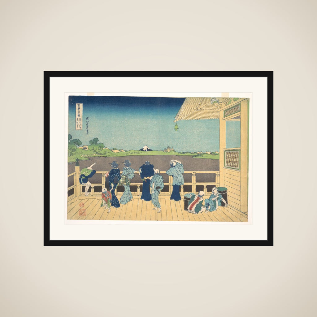 Sazai Hall at the Temple of the Five Hundred Arhats (Gohyaku Rakanji Sazaidō), from the series Thirty-six Views of Mount Fuji (Fugaku sanjūrokkei) framed