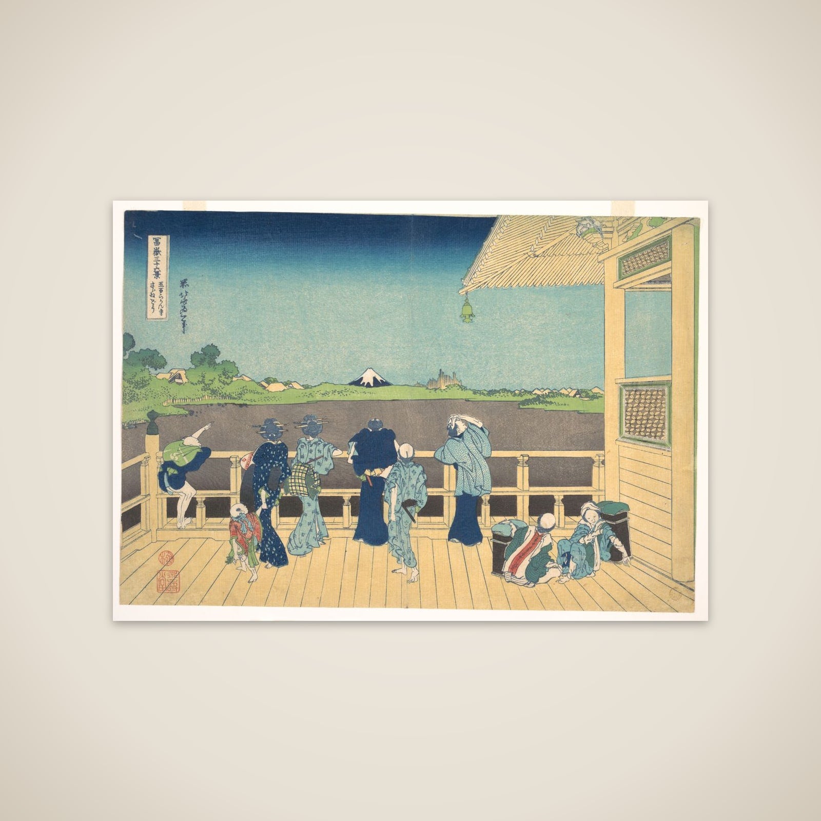 Sazai Hall at the Temple of the Five Hundred Arhats (Gohyaku Rakanji Sazaidō), from the series Thirty-six Views of Mount Fuji (Fugaku sanjūrokkei) unframed print
