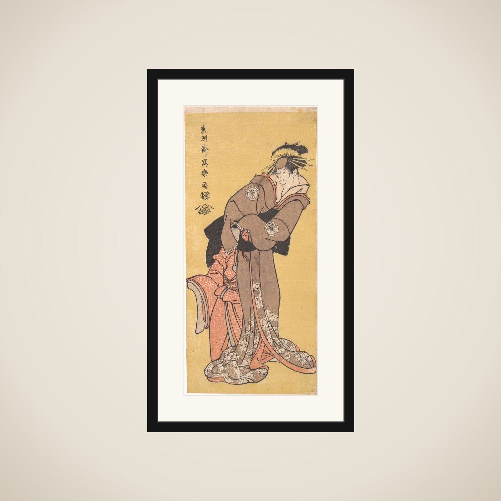 Actor Segawa Tomisaburo II as the Courtesan Toyama and Actor Ichikawa Kurizo as Higashiyama Yoshiwakamaru framed
