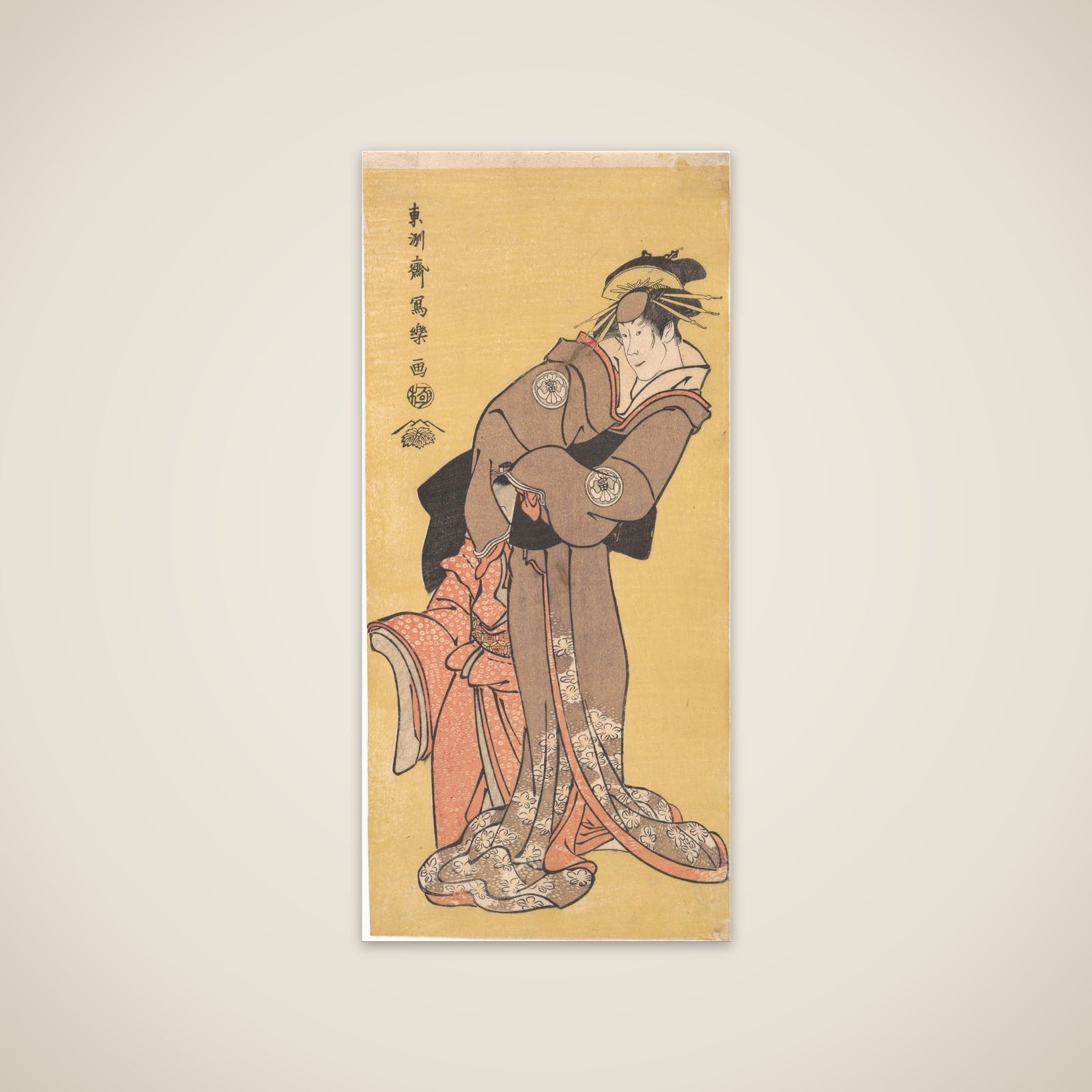 Actor Segawa Tomisaburo II as the Courtesan Toyama and Actor Ichikawa Kurizo as Higashiyama Yoshiwakamaru unframed print