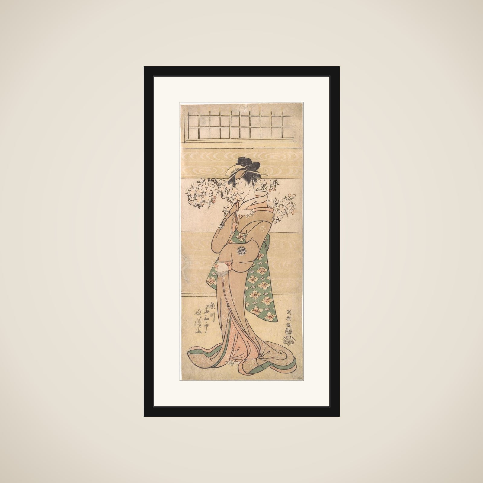 Actor Segawa Tomisaburo II as the Geisha Asaka framed