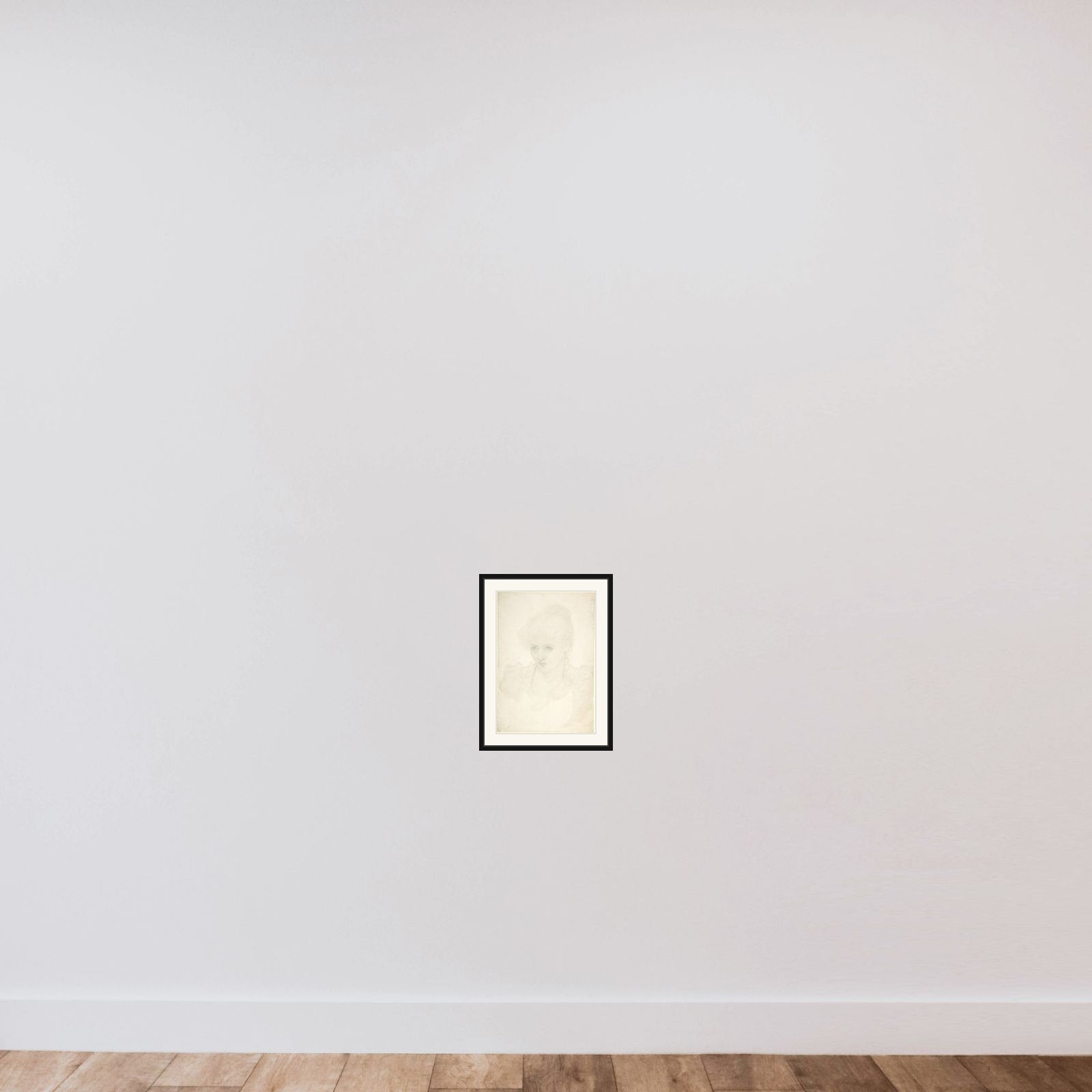 Portrait of a young girl framed — shown to scale