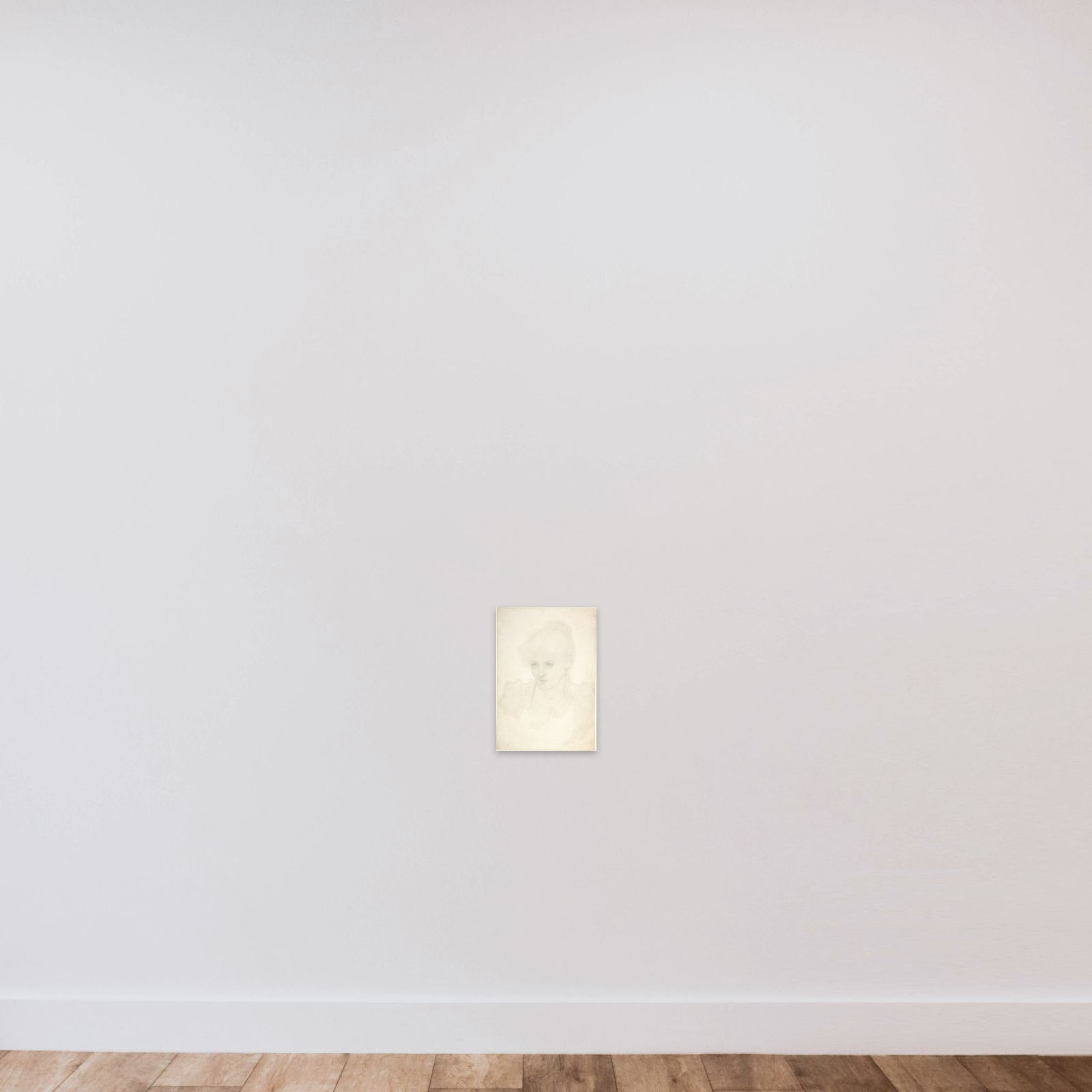 Portrait of a young girl unframed — shown to scale