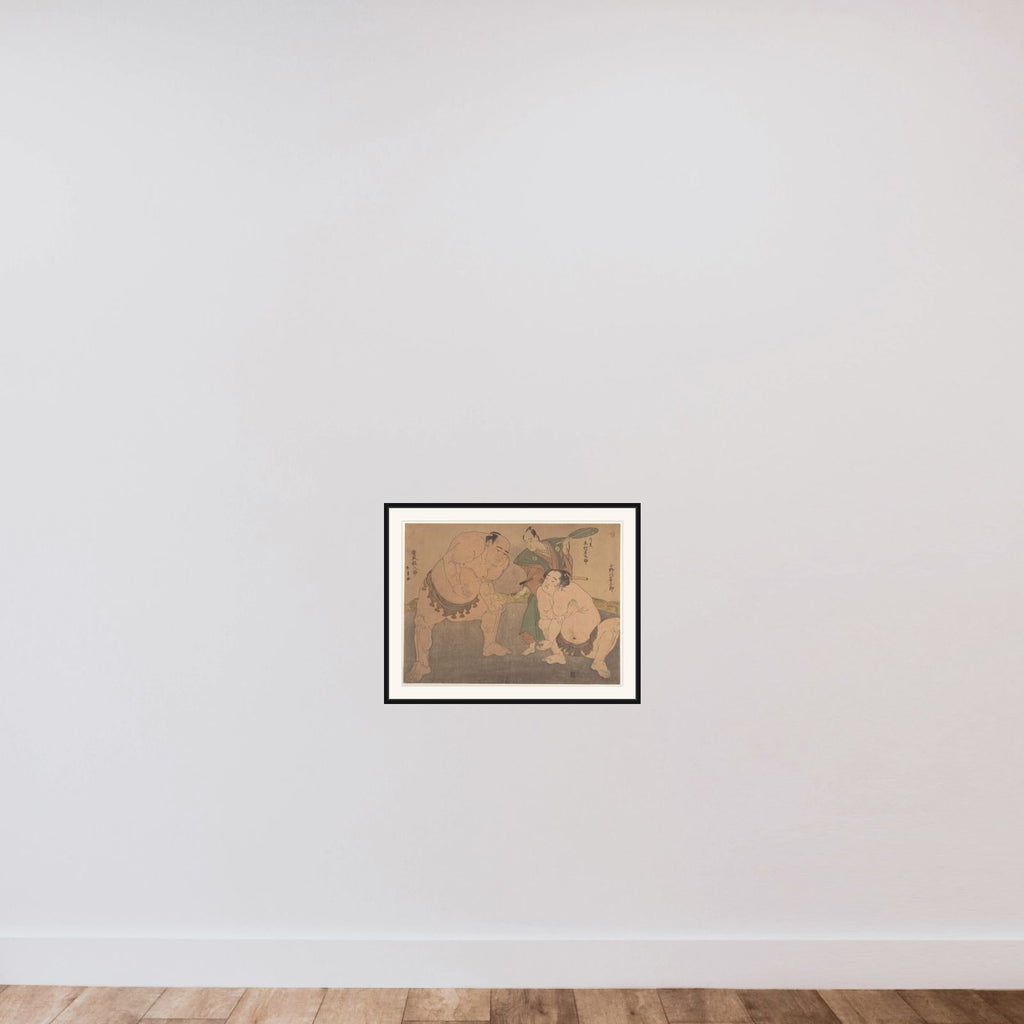 The Wrestlers framed — shown to scale