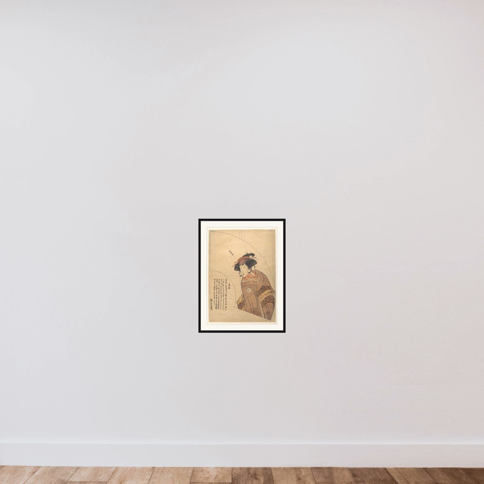 Fan Print of the Actor Segawa Kikunojo III framed — shown to scale