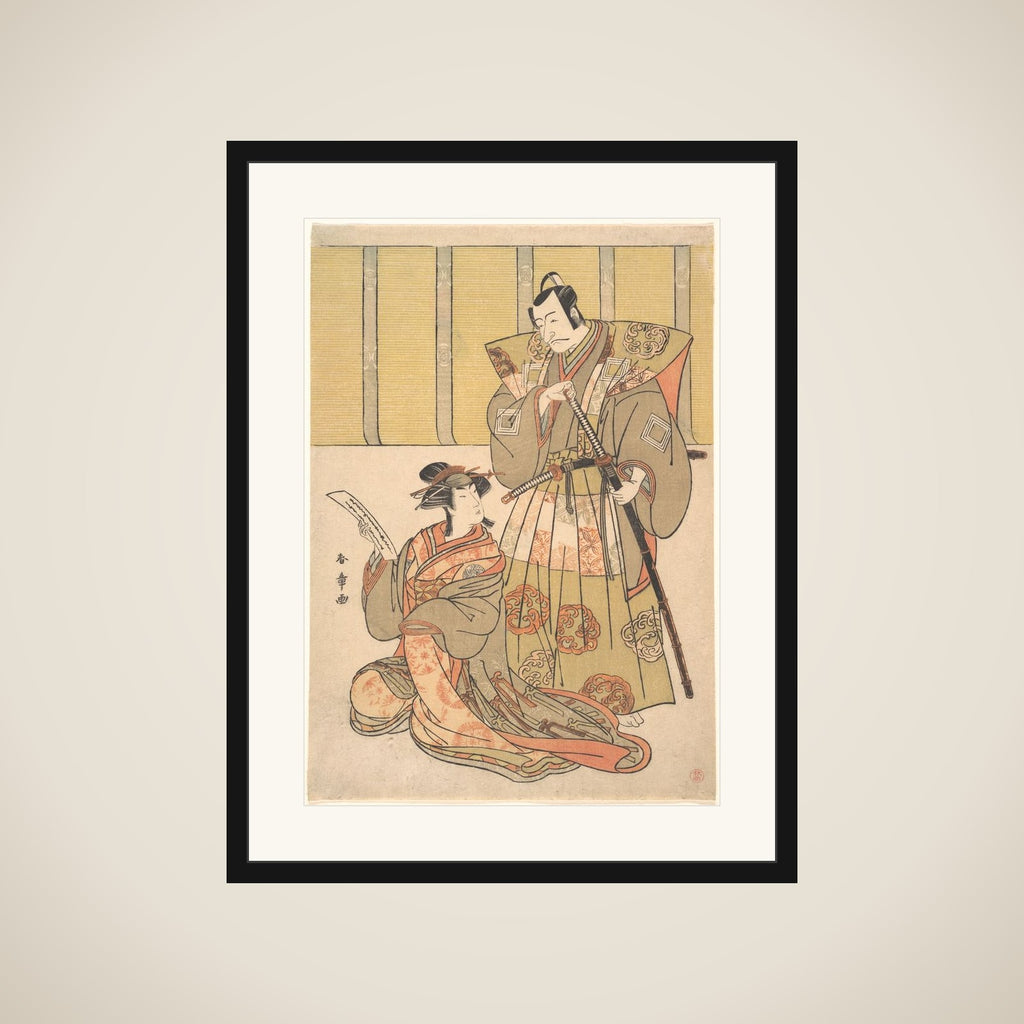 Ichikawa Danjūrō V as Kūdo no Suketsune, and Nakamura Rikō as Oiso no Tora framed