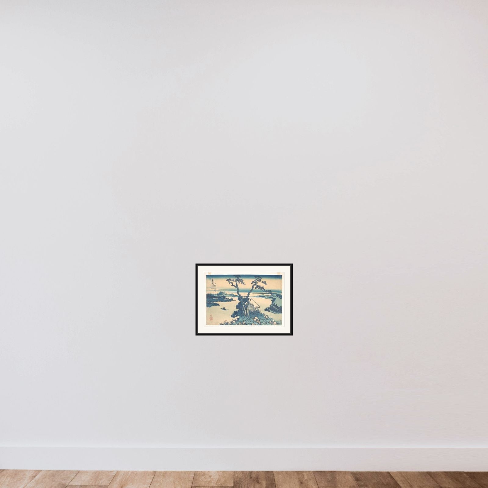 Lake Suwa in Shinano Province (Shinshū Suwako), from the series Thirty-six Views of Mount Fuji (Fugaku sanjūrokkei) framed — shown to scale