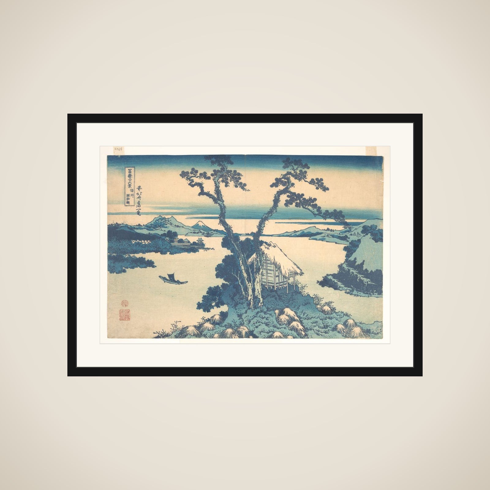 Lake Suwa in Shinano Province (Shinshū Suwako), from the series Thirty-six Views of Mount Fuji (Fugaku sanjūrokkei) framed