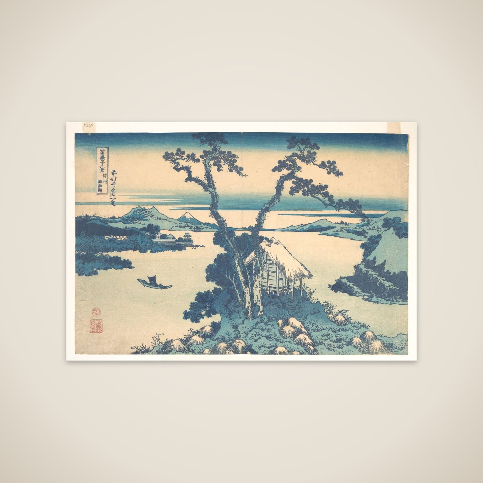 Lake Suwa in Shinano Province (Shinshū Suwako), from the series Thirty-six Views of Mount Fuji (Fugaku sanjūrokkei) unframed print