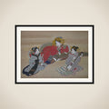 Three Beauties Playing Musical Instruments framed