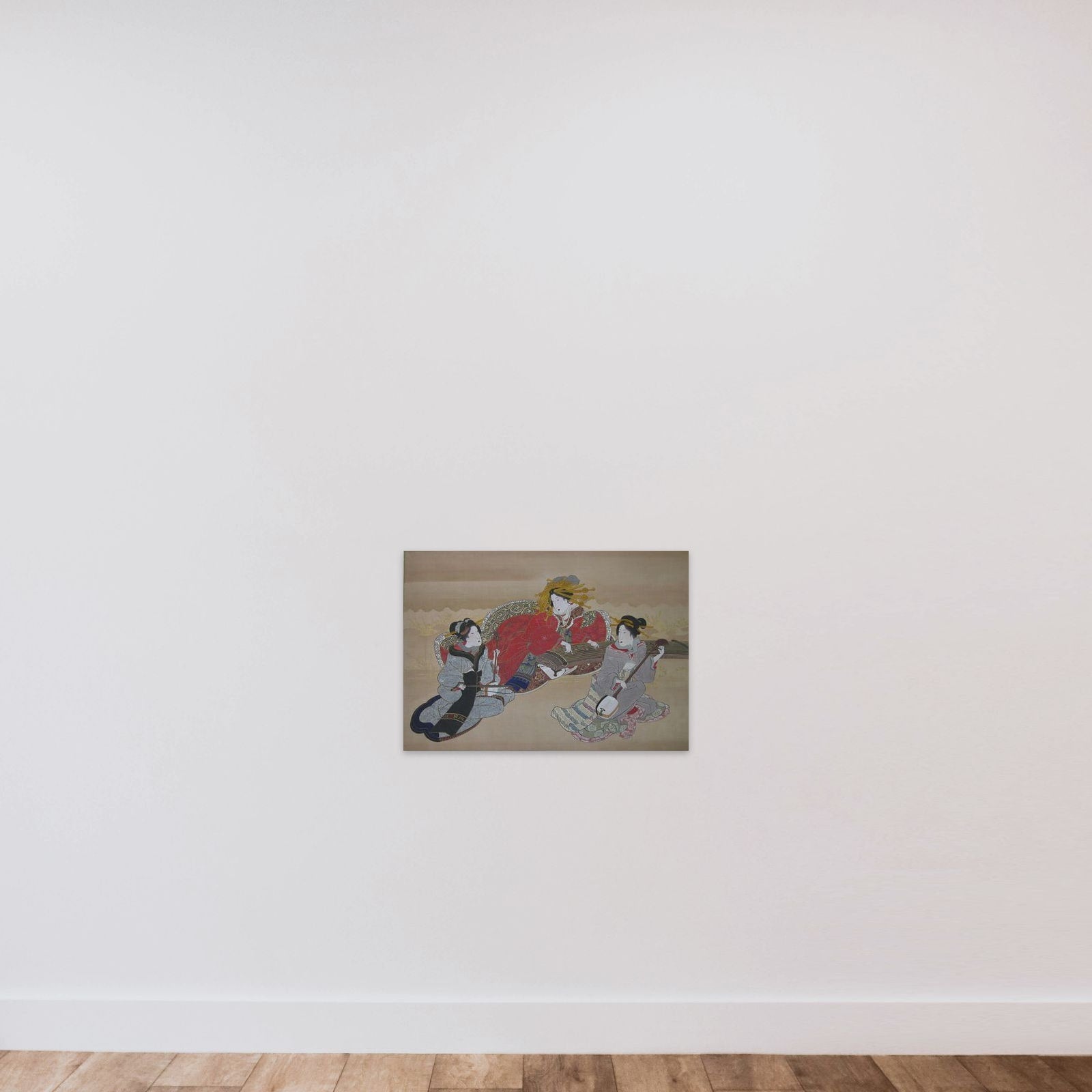 Three Beauties Playing Musical Instruments unframed — shown to scale
