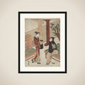 Osen Waiting on a Young Samurai framed