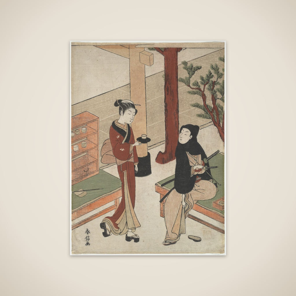 Osen Waiting on a Young Samurai unframed print