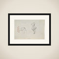 Caricature of two men (one of them possibly Edward Burne-Jones) framed
