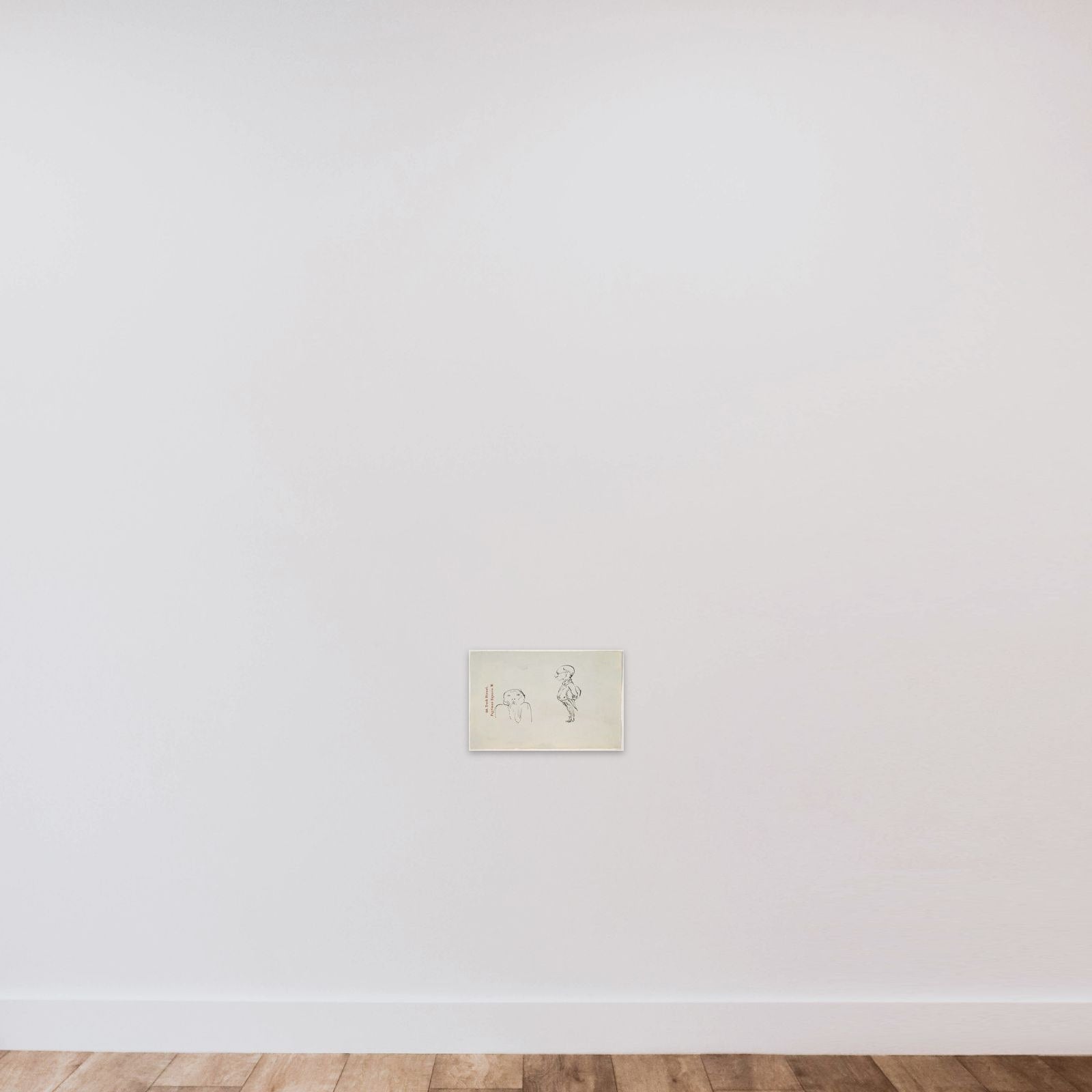 Caricature of two men (one of them possibly Edward Burne-Jones) unframed — shown to scale